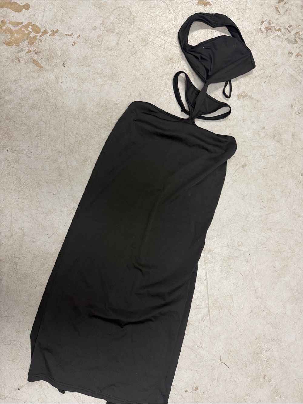 SOLADO Black Halter Cut Out Dress Size XS Halter Top - NEVER WORN - Slit in Back